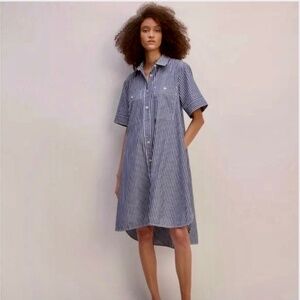Everlane Striped Blue/Ecru Shirt Dress, Size XS